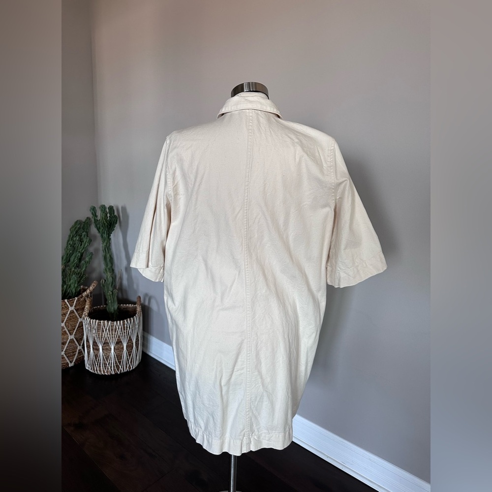Everlane Shirt Dress Canvas Cargo Chore Patch Pocket Organic Cotton Ivory W's 14 - Picture 11 of 16
